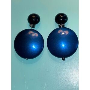 Angela Caputi Vintage Blue Dangle Resin Clip Earrings